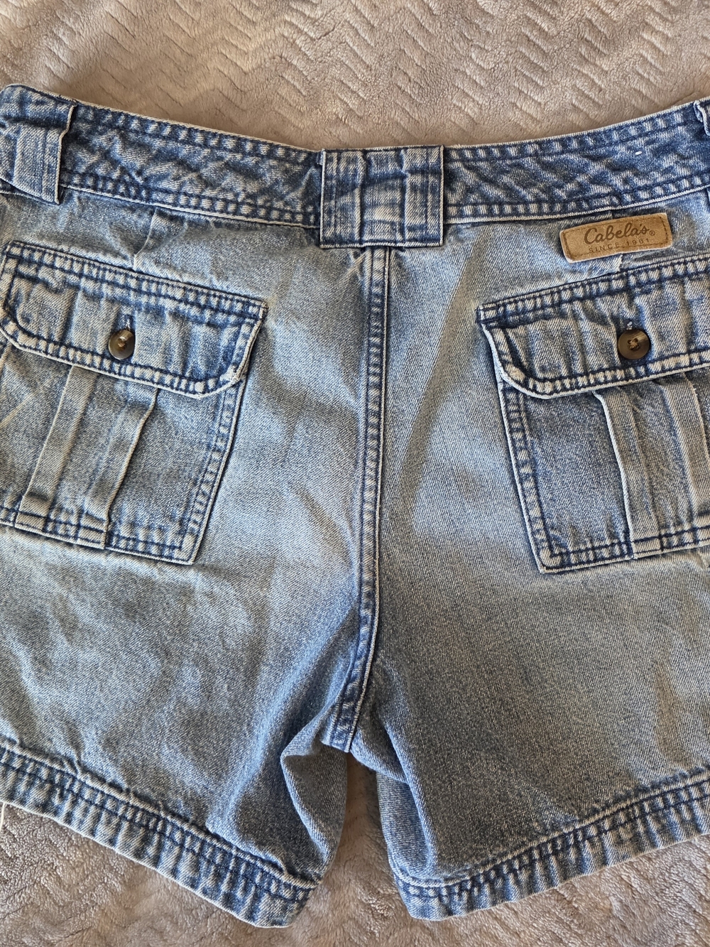 Cabela's Light Blue Denim Cargo Shorts with Button-Flap Pockets